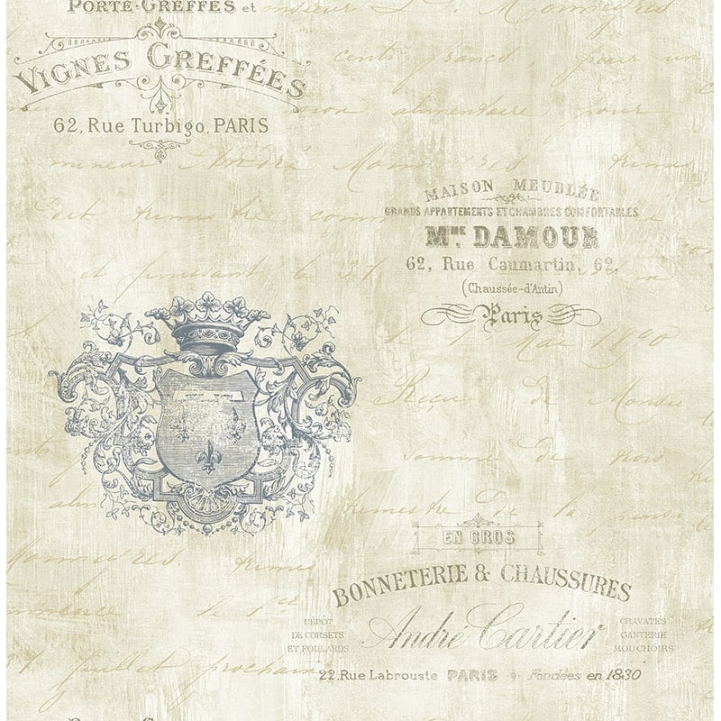 Seabrook Designs Charleston Labels Unpasted Wallpaper