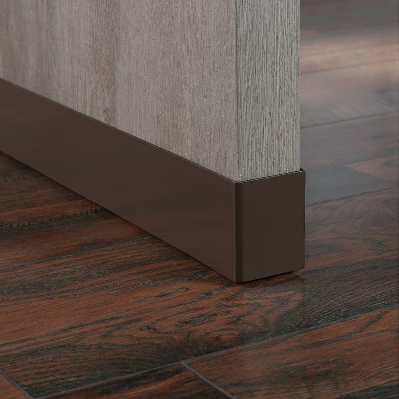 Engineered Wood Contemporary L-shaped Desk with Two Lockable Drawers, Brown