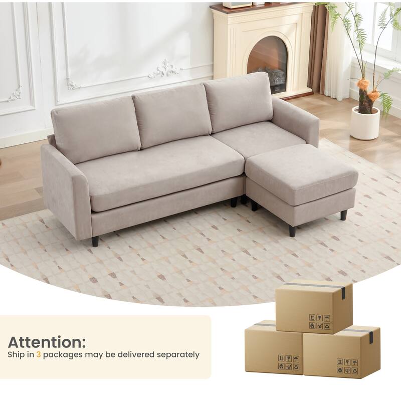 Snow Velvet Sectional Sofa