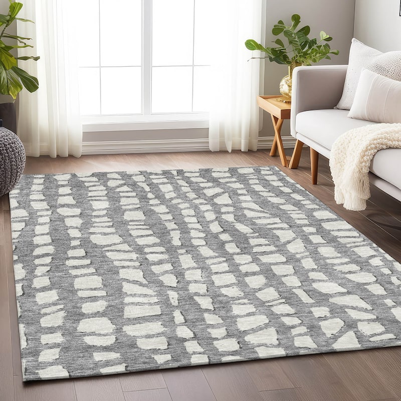 Premium Washable Super Soft Contemporary Cobble Mayfield Rug - Gray - 3' x 5'