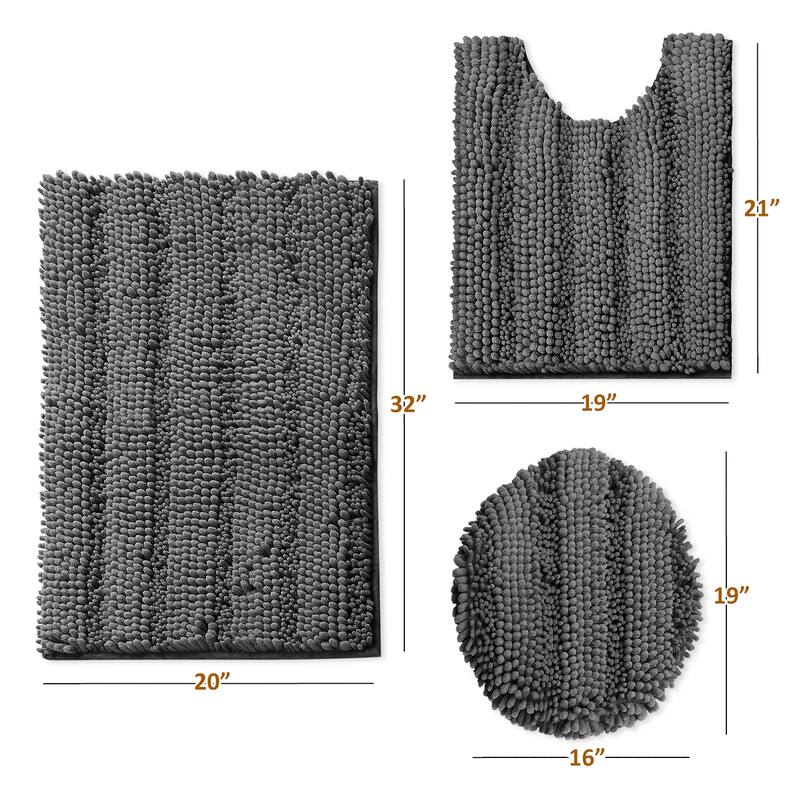 Clara Clark Chenille Extra Soft and Absorbent Bath Mat - Non Slip Fast Drying Bath Rug Set