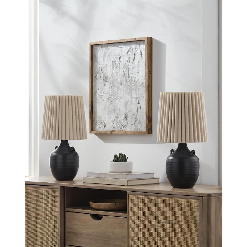 Livabliss Sunken Global Accent Table Lamp (Set of 2) - Black/Wheat