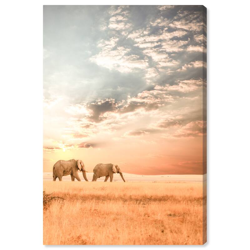 Wynwood Studio Canvas Animals Long Way Together Brown and Light Blue Modern & Contemporary Wall Art Canvas Print