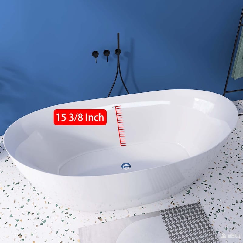 63 in. x 31 in. Acrylic Freestanding Soaking Bathtub in Gloss White - 31" x 63"