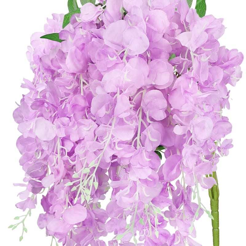 Set of 2 Lavender Artificial Hanging Wisteria Flower Stem Bush Bouquet ...