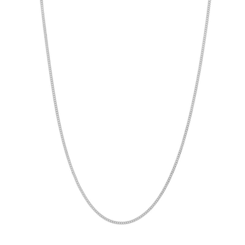 Curata 14k White Gold 0.9mm Curb Chain Necklace 5mm (Spring Ring)