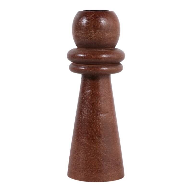Mango Wood Pillar and Taper Candle Holders Sculptural Turned Design - 3" x 3" x 8"