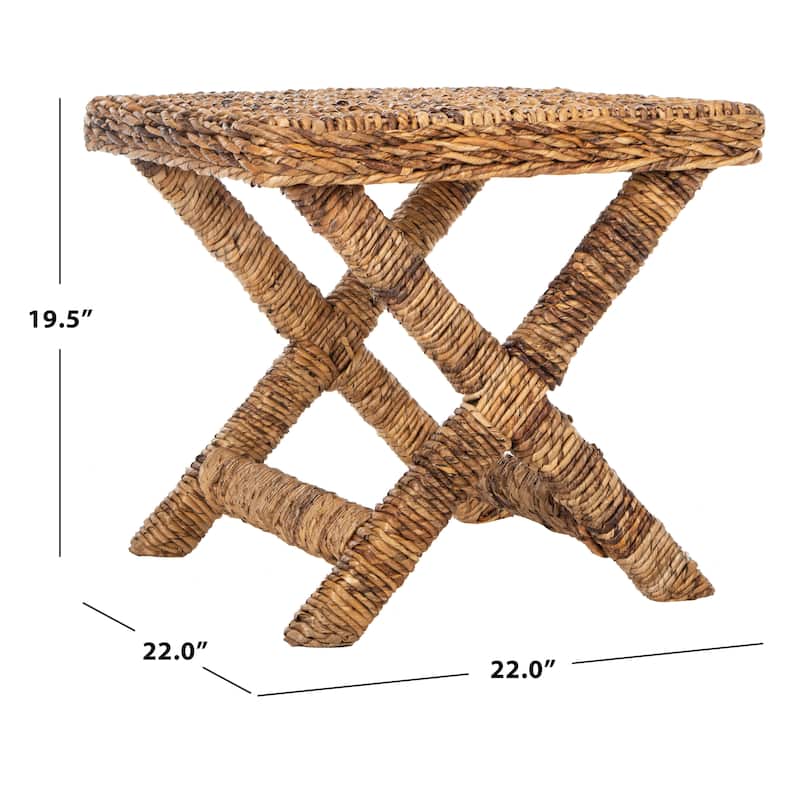 SAFAVIEH Suzette Natural Wicker x-Bench - 22" x 22" x 19.5" - 22Wx22Dx20H