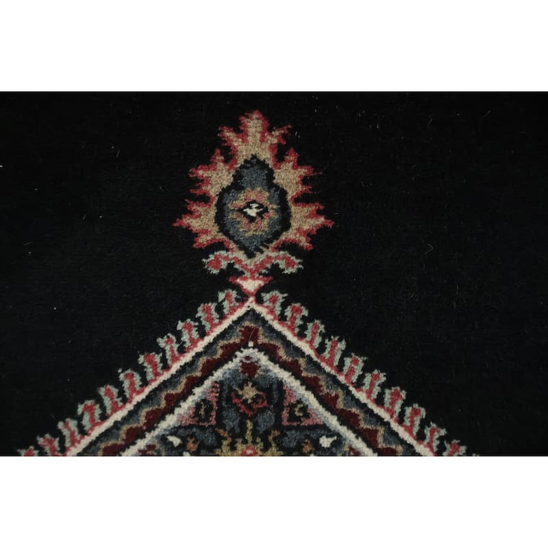 Hand Knotted Oriental 100% Wool Carpet Traditional Geometric Black Bidjar Runner Rug - 10' 2'' X 2' 5''