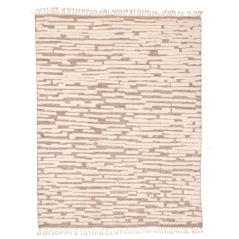 ECARPETGALLERY Hand-knotted Looma Cream Wool Rug - 7'11 x 10'3