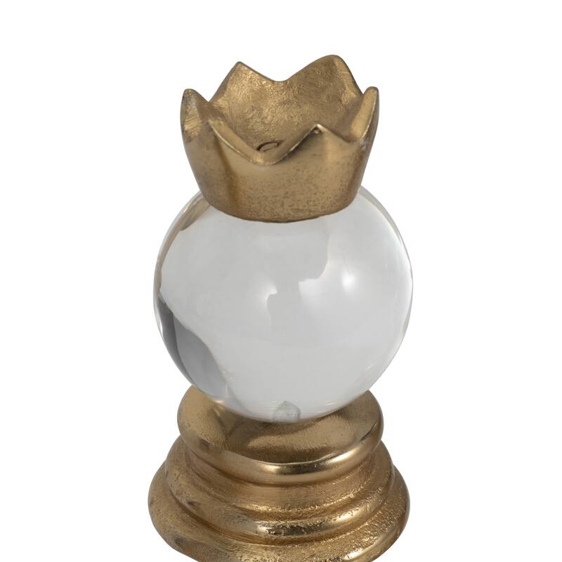 Sagebrook Home 8/9/10" Turin Gold Chess Pieces, Home Furnishings Decorative Accents, Set of 3 - 4" x 4" x 10"