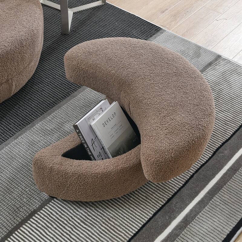 Modern style round double sofa chair leisure armchair, teddy velvet fabric