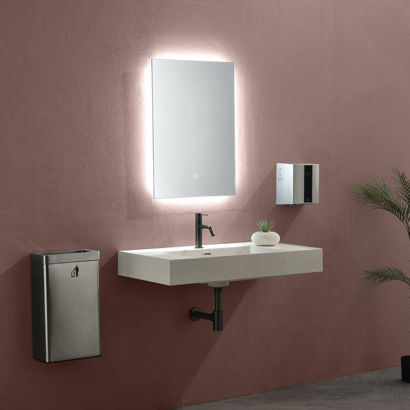 Rectangular LED Bathroom Mirror 20 x 28 Inch Modern Bathroom Mirror with Three LED Lights