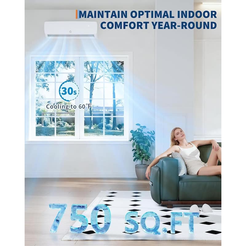 19 SEER 12000 BTU Mini-Split Air Conditioner, Cool Up to 750 Sq. Ft, 115V
