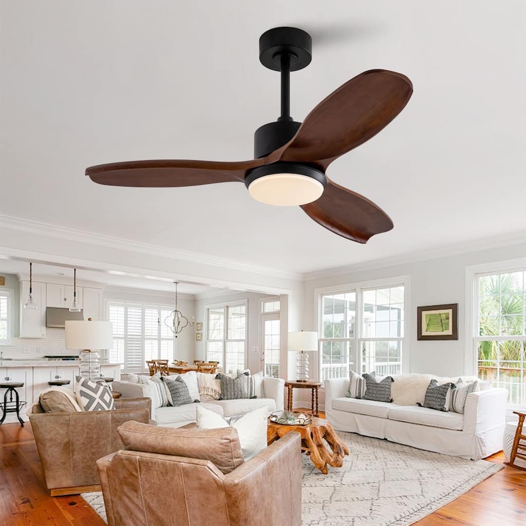 42" Wood Ceiling Fan with Lights Remote Control,Quiet DC Motor 3 Blade Ceiling Fans for Patio Living Room, Bedroom