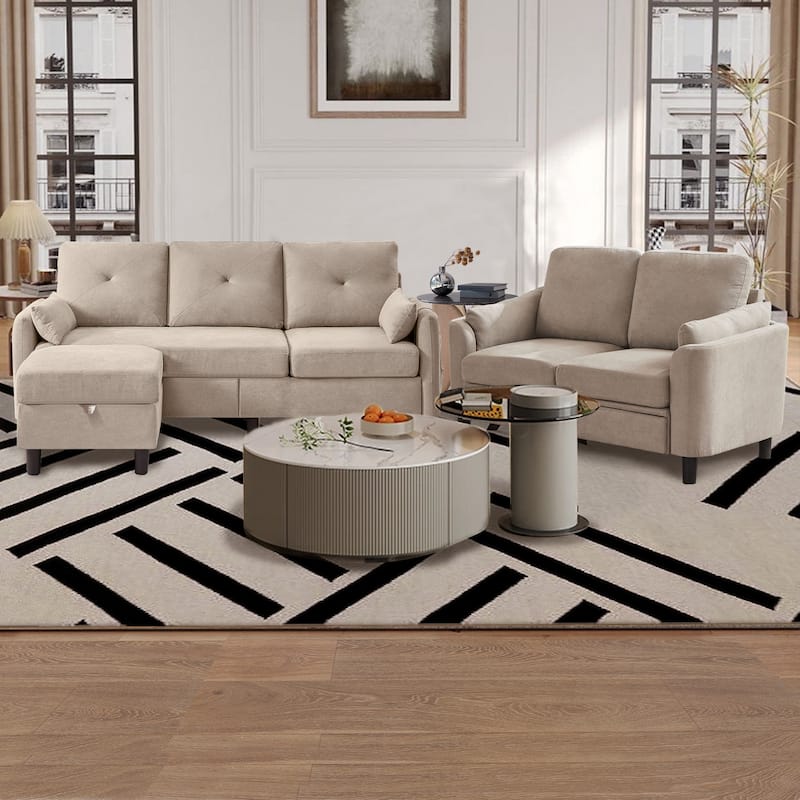 3 Piece Living Room Sets - Beige