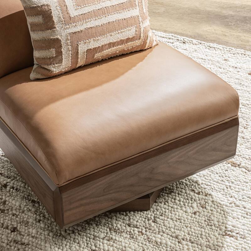 Classic Home Myla Top Grain Leather Swivel Accent Chair