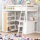 preview thumbnail 1 of 25, Full Size Loft Bed with Ladder, Shelves and Desk, Space-saving, White White