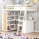 preview thumbnail 1 of 25, Multi-Functional Full Size Loft Bed with Ladder, Shelves and Desk, Space-saving, Health and Comfort, Sturdy Construction, White White