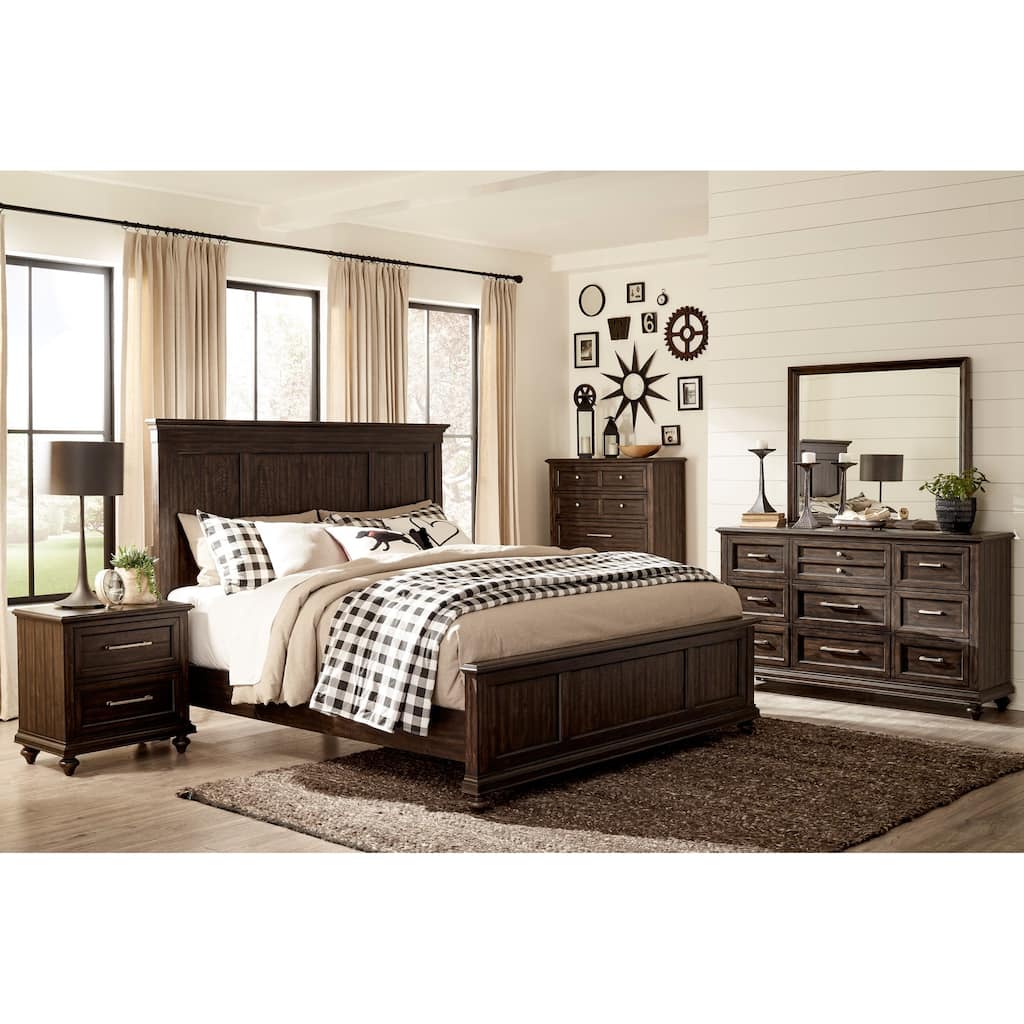 Transitional Bedroom 5pc Set Driftwood Charcoal Finish