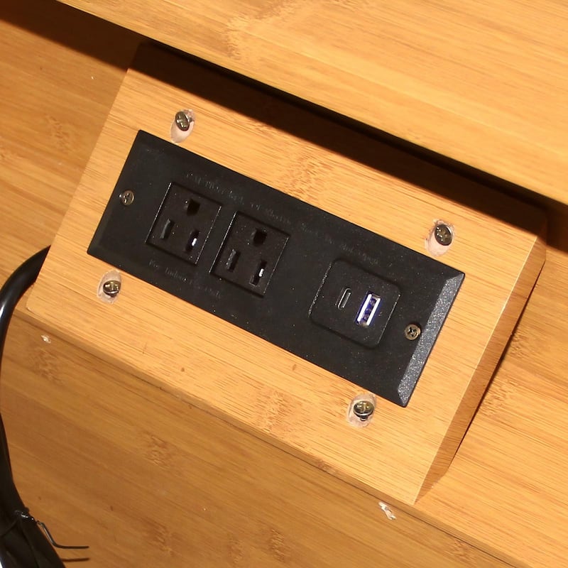 26" Tall Modern Nightstand with Charging Station, 23.75" Wide Wood Bedside Table /2 Storage Drawers