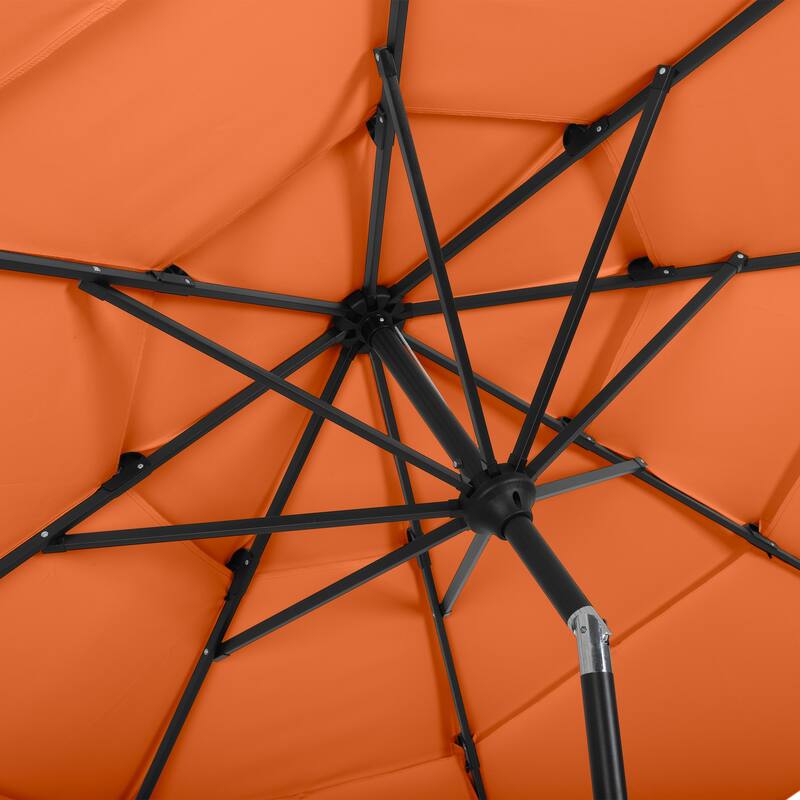 10 ft Patio Umbrella, 3-Tiered Sunshade with Push Button Tilt and Easy-Open Crank, Outdoor Umbrella for Deck, Yard