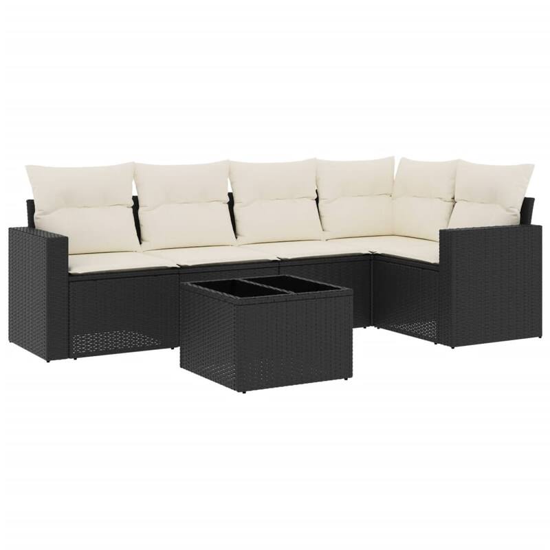 vidaXL Garden Sofa Set 6 Piece with Cushions Outdoor Sofa Couch Poly Rattan