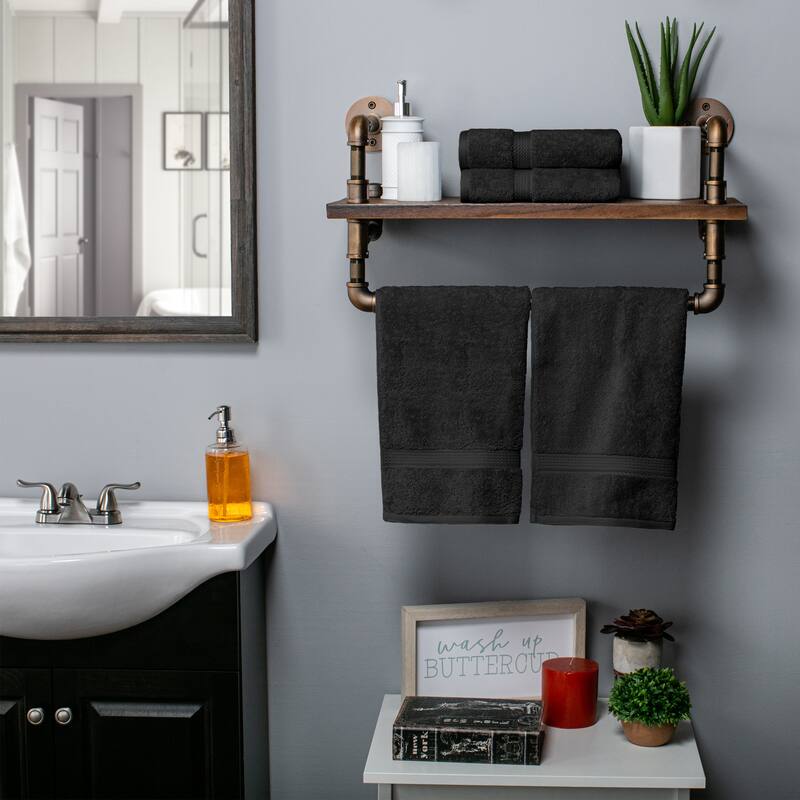 Superior Marche Egyptian Cotton Hand Towel - Set of 4 - Black