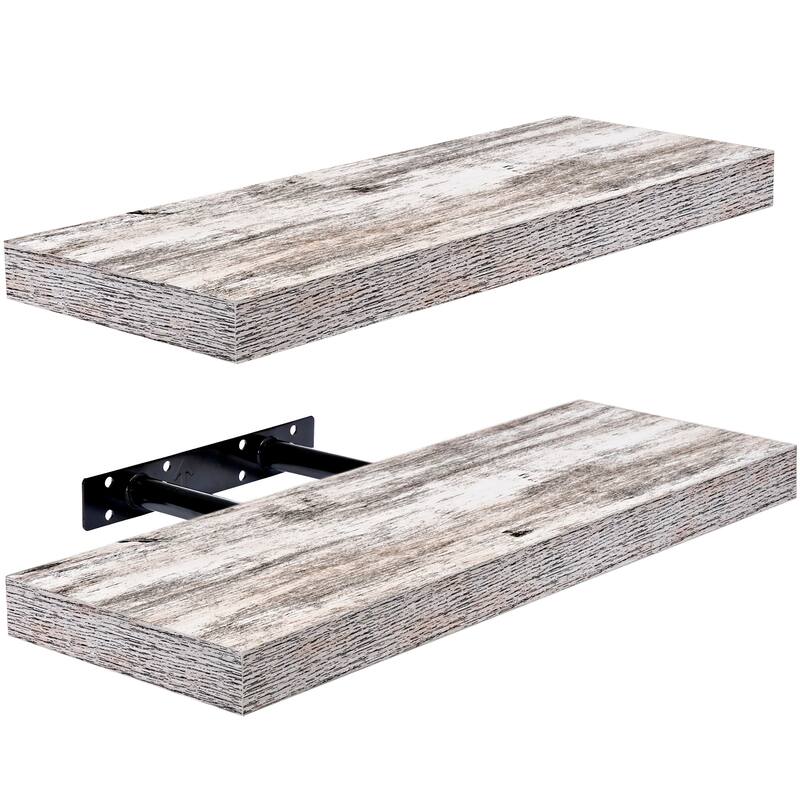 Sorbus Set of 2 Wall Mounted Nightstand Floating Shelves, Nautical/Coastal Styles with Distressed Finish