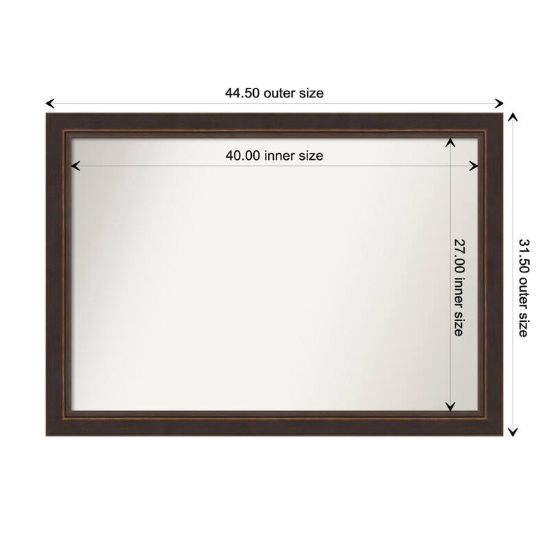 Lara Bronze Framed Non-Beveled Custom Wall Mirror, Bathroom Vanity Mirror - Outer Size: 44.5 x 31.5