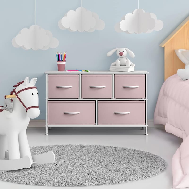 Dresser w/ 5 Drawers Furniture Storage Chest for Home, Bedroom