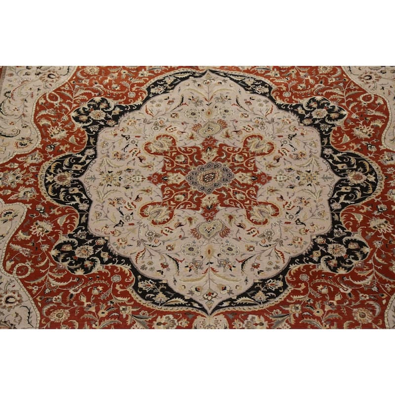 Wool/ Silk Vegetable Dye Tabriz Haj Jalili Large Area Rug Hand-knotted - 12'2" x 18'3"