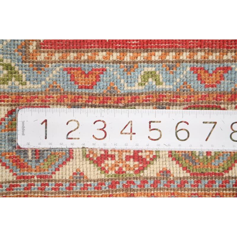 Geometric Kazak Accent Rug Handmade Wool Carpet - 2'10" x 4'0"