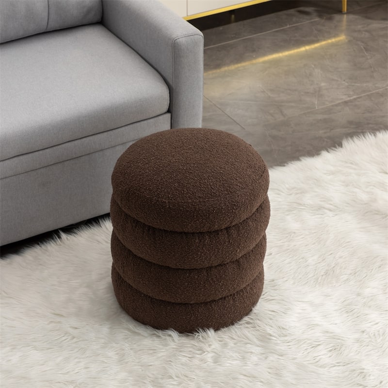 Soft Boucle Round Ottoman Footrest Stool