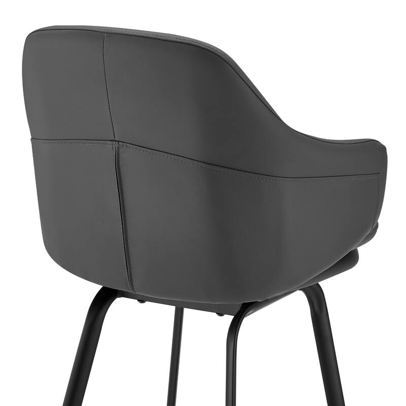 Brigden Faux Leather Upholstered Bar or Counter Swivel Stool - Black matte powder coating