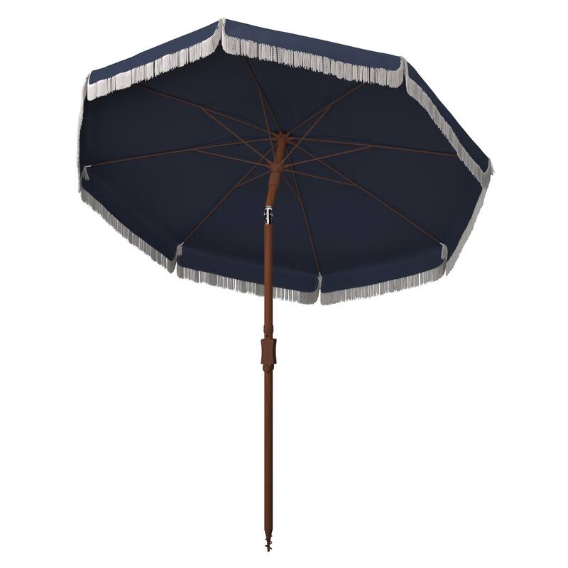 SAFAVIEH Outdoor Zara 6.5-Foot Tilt Fringe Umbrella