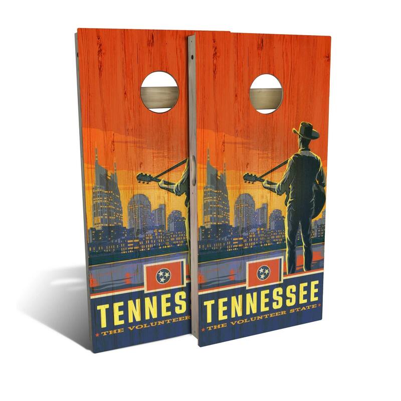 Tennessee State Pride Outdoor Cornhole Board Set - All-Weather 2x4 - Include Carrying Case