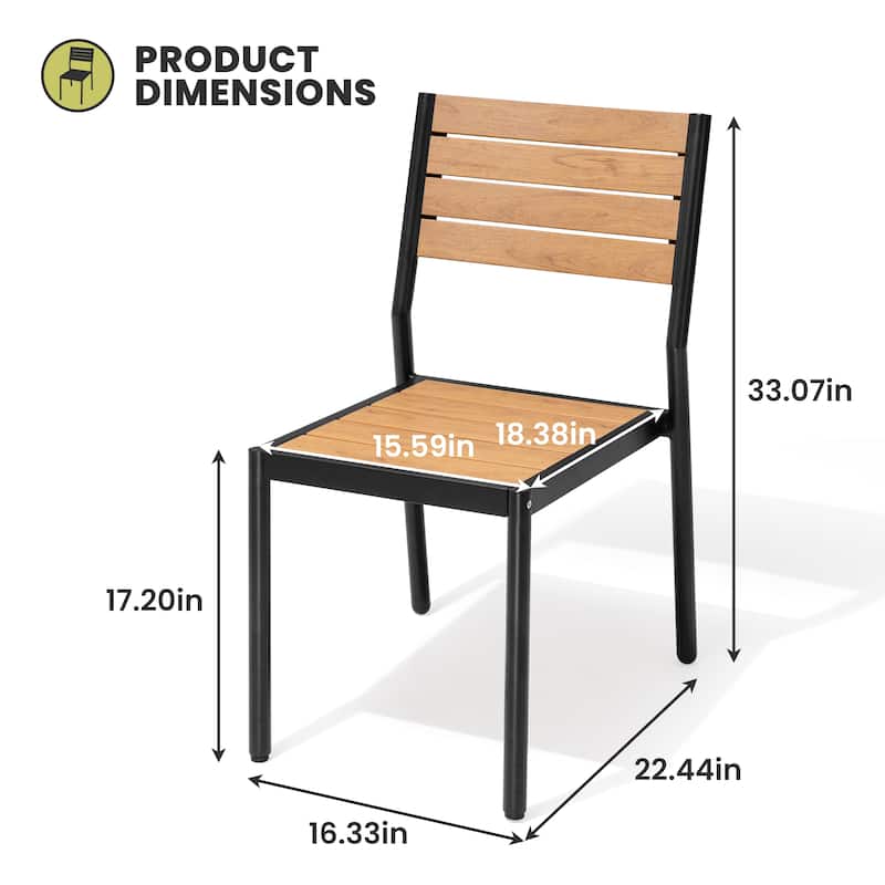 Outdoor Dining Chairs Modern Aluminum Stackable Armless Chairs for Patio
