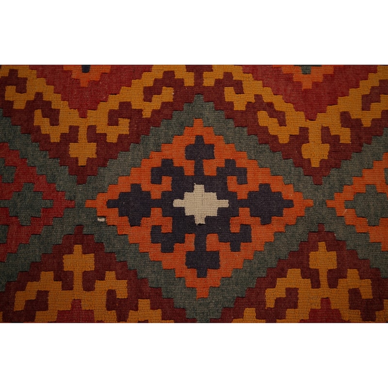 Vegetable Dye Kilim Qashqai Persian Vintage Rug Hand-Woven Wool Carpet - 5'3"x 9'0"