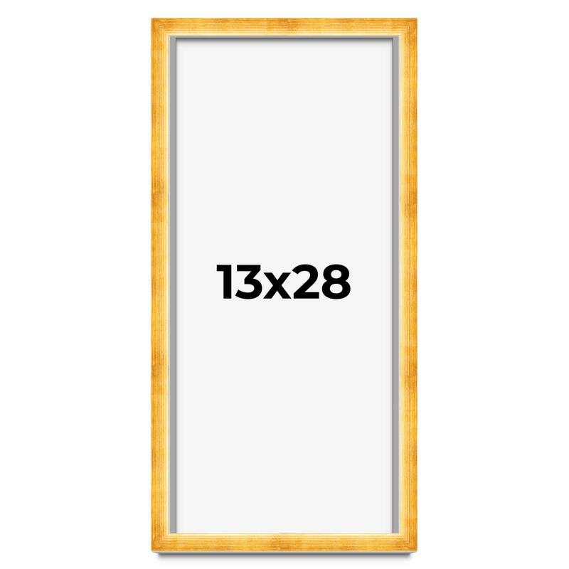 13x28 Shadow Box Frame Gold | 1.625 Inches Deep Real Wood Traditional