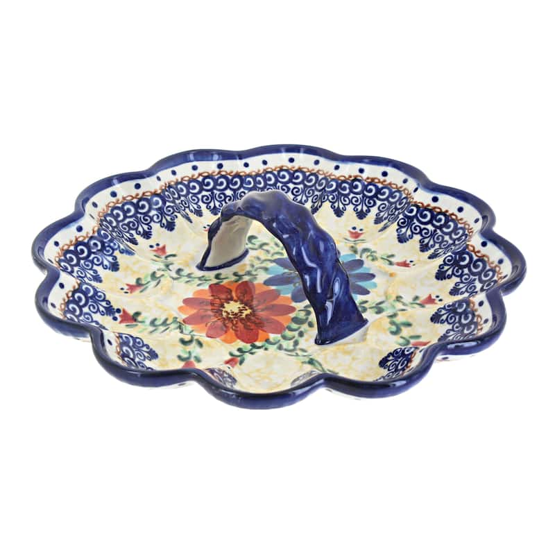 Blue Rose Polish Pottery 131 Vena Egg Plate