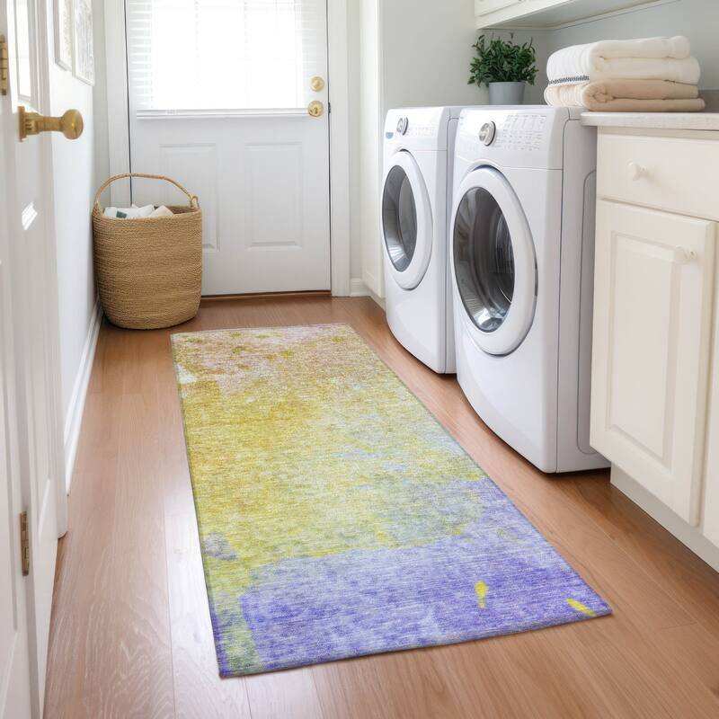 Allolu Contemporary Abstract Weather Resistant Timeless Fusion Runner Outdoor Rug