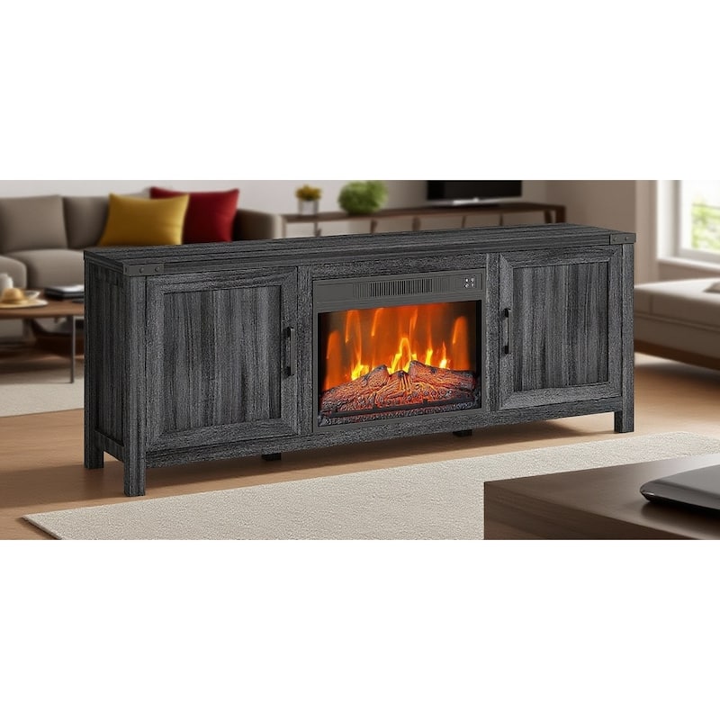 TV Stand For TVs Up To 65" With 23" Electric Fireplace Included, with Remote - Dark Grey
