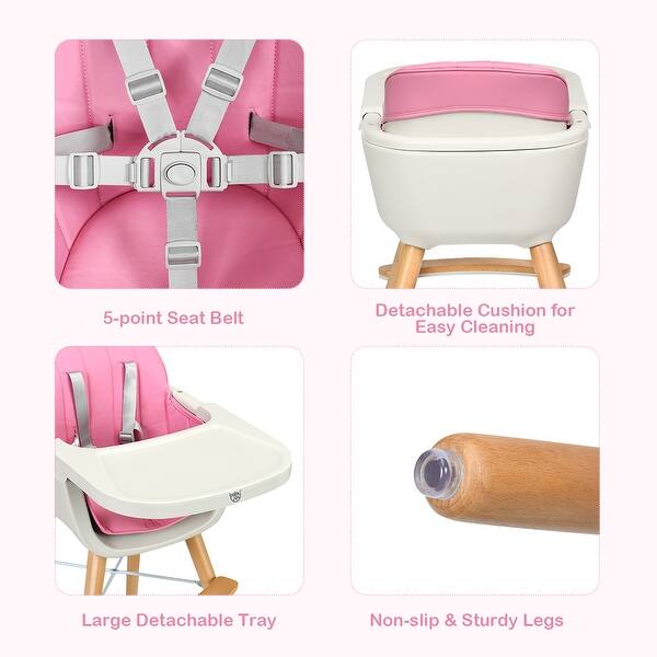 Shop Babyjoy 3 In 1 Convertible Wooden High Chair Baby Toddler Highchair W On Sale Overstock 28904020