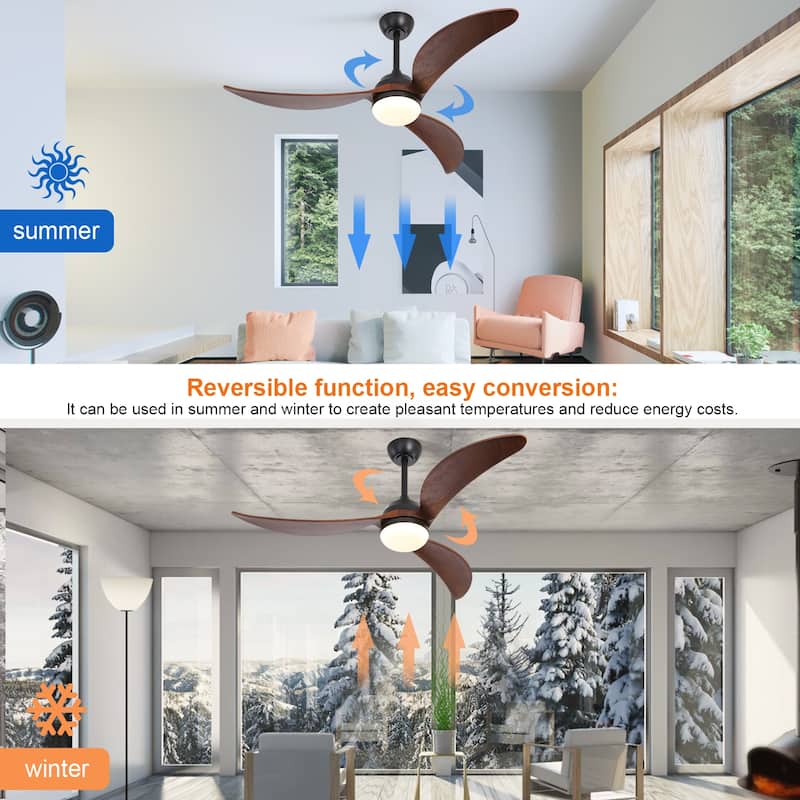 Sofucor 45 Inch Ceiling Fan with Light and Remote,Indoor/Outdoor with 3-Timer,Low Profile Quiet for Bedroom Living Room Patio