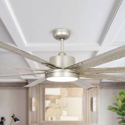 72 in. Integrated LED Nickel Ceiling Fan with Remote Control and Light - 72" W x 72"D x 14" H