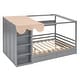 preview thumbnail 22 of 40, Full Size Wood House Bed with 2 Drawers and Shelves, Kids Platform Storage Bed Frame with Wardrobe and Small Curtain