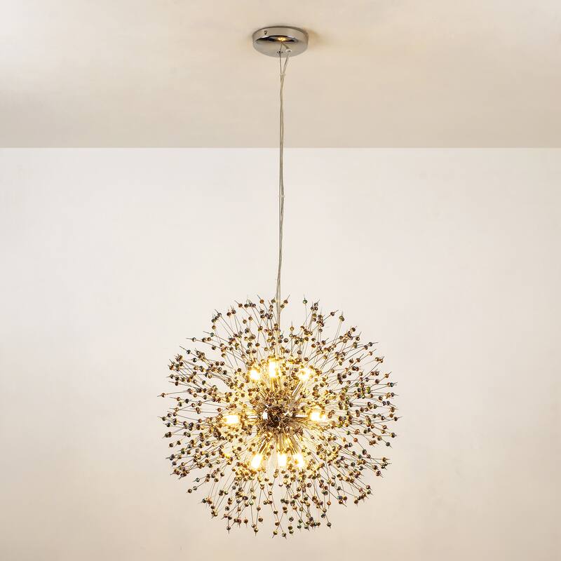 Black or Gold Modern Glam Starburst Firework Crystal Chandelier