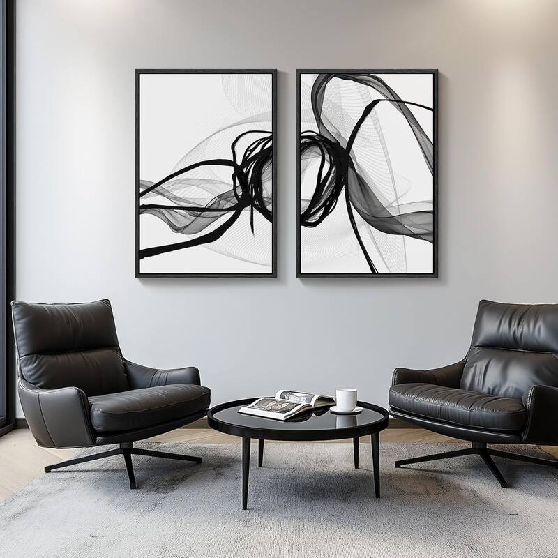 Framed Black and White Abstract Wall Art