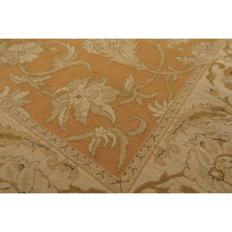 8'2''x9'6'' Hand Knotted Wool Gold Agra Traditional Rug - 8' 2'' x 9' 6''